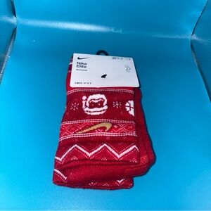 Nike ELITE Crew Basketball Socks Ugly CHRISTMAS Theme  Mens 8-12 Women 10-13